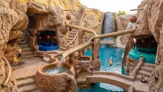 Thumbnail: Building a 2-Level Cave Spa Complex with Curved Slides & Hot Spring Bathtubs Using Primitive Tools