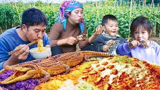 Thumbnail: Harvesting beans, catching giant fish, cooking fish for my child, and taking my daughter to school