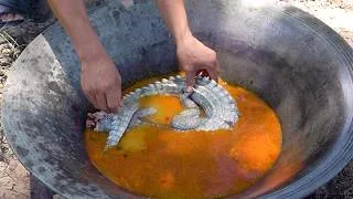 Thumbnail: Big Crocodile Curry Recipe in my village.