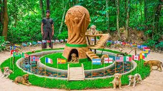 Thumbnail: I Built a Giant FIFA World Cup Trophy Dog House 🏆🐶 With a Beautiful Fish Pond!