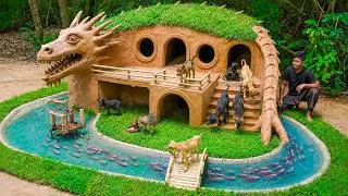 Thumbnail: I Rescued Abandoned Puppies and Built Them an Amazing Mud House with a Crystal Blue Fish Pond 🐶🐟