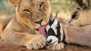 Thumbnail: This Wild Lioness Adopted a Baby Oryx. Then She Let Its Mother Visit to Nurse It.