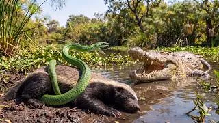 Thumbnail: Honey Badger Falls Into a Coma from Boomslang Venom…What Happens When a Nile Crocodile Appears?