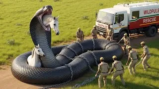 Thumbnail: Brave Indian Rescue Team Saves Mother Horse from 60-Foot Giant Cobra Attack