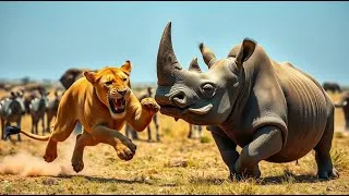 Thumbnail: LION vs RHINO: The Most Dangerous Animal Fight Caught in Stunning 4K UHD (AI Documentary 2025) #wild