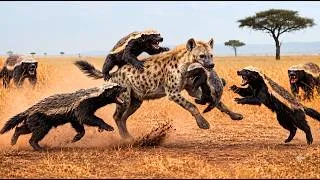 Thumbnail: Honey Badger vs Hyena | A Mother’s Fight to Protect Her Cubs | Wild Tale