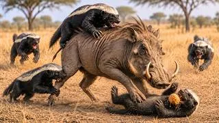 Thumbnail: Honey Badger vs Warthog | A Brutal Savanna Encounter With an Unexpected Ending | Wild Tale