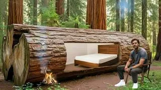 Thumbnail: Building a Secret Modern House Shelter Inside a Fallen Oak Tree Survival in Forest