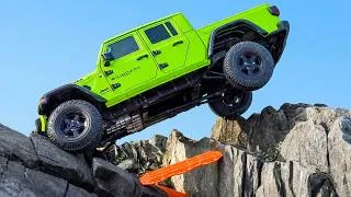 Thumbnail: Jeep Gladiator vs Giant Rocks! 😱 Extreme RC Rock Crawling & Traction Boards Test