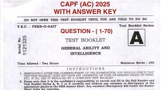 Thumbnail: CAPF (AC) 2025 General Ability & Intelligence | Question Paper with Answer Key | UPSC CAPF