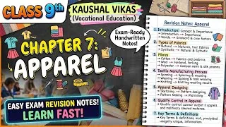 Thumbnail: Class 9 | Kaushal Vikas | Chapter 7 | Apparel |Notes | Unit 2 | New NCERT CBSE | Quick Exam Revision