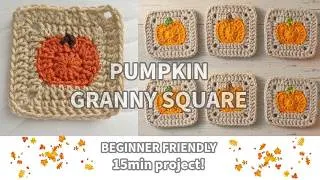 Thumbnail: EASY Crochet Pumpkin Granny Square | Step by Step Tutorial for BEGINNERS