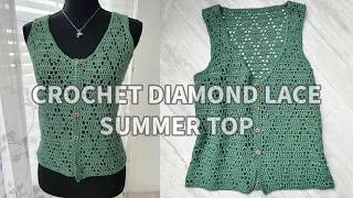 Thumbnail: EASY Crochet Diamond Lace SUMMER Top TUTORIAL☀️ | Step by Step