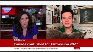 Thumbnail: Canada joins Eurovision Song Contest 2027 | BBC News interview (with interrupting cat)