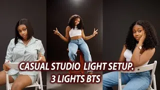 Thumbnail: Casual Studio Photoshoot Setup with 3 Strobe Lights | Beginner photography Lighting Tutorial. #bts