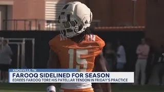 Thumbnail: Vols starting safety Edrees Farooq out for season with patellar tendon tear