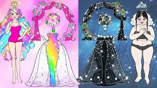 Thumbnail: Barbie Dolls Dress Up - Fat Bride VS Thin Bride Makeover Challenge | Pink VS Black Barbie Wedding