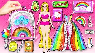 Thumbnail: Pink Barbie Decorate Rainbow School Supplies - Barbie Transformation Handmade - Woa Doll Channel