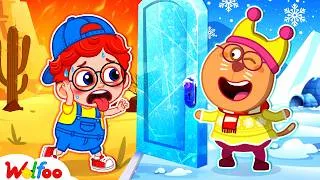 Thumbnail: Leo Escapes the HOT vs COLD Escape Room! 🔥❄️ Educational Cartoon | Wolfoo Channel | Kids Cartoon