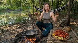 Thumbnail: My Cozy Forest Camp Near the River | Crayfish Hunting & Campfire Cooking