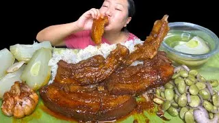 Thumbnail: Pork Curry, Stink Bean Seeds Chutney, Chayote Boiled, Whole Garlic & Rice Mukbang || EstingShow