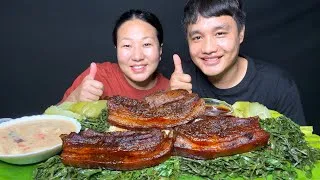 Thumbnail: Spicy Pork Curry, Taro Curry, Chayote Boiled Snd Green Leaves Chutney Mukbang