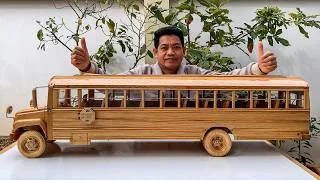 Thumbnail: Wood Carving a School Bus from Scratch | Final Full Build - Woodworking Art