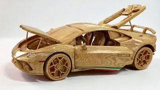 Thumbnail: Carving a Lamborghini Huracán from Wood | ASMR Real Sound (No Music)