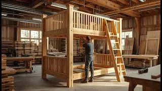 Thumbnail: Transforming Raw Wooden Planks into a Beautiful Bunk Bed - Masterful Skills of Experienced Carpenter