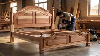 Thumbnail: Master Creative Wood Carver - The Carpenter Transforms Round Logs Into Luxurious & Exquisite Bed
