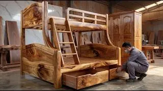 Thumbnail: Process of Crafting Beautiful Double Bunk Bed: Talented Carpenter Transforming Raw Wood Masterpieces