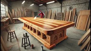 Thumbnail: Unique Techniques and Processing of Solid Raw Wood - Building a Giant Table with Intricate Patterns