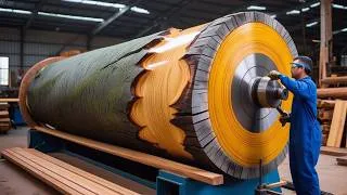 Thumbnail: Huge, Extremely Sturdy Yellow Logs - Wood Carving in a Modern Factory