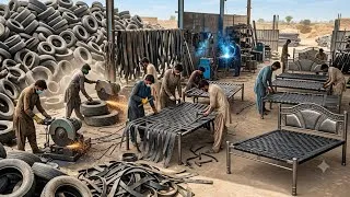 Thumbnail: Genius Craftsman Weaving Unbreakable Cot from Scrap Tires  | Upcycling Old Tires into Lifetime Bed