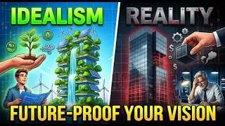 Thumbnail: Idealism 💡 vs. Reality 🧱: How to Future-Proof Your Vision 🚀 (Dynamic & Eye-Catching)