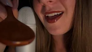 Thumbnail: ASMR eating your face with wooden spoons (mouth sounds, honey spoon)
