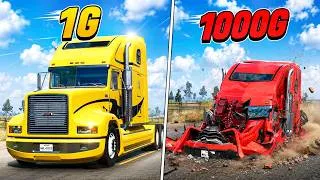 Thumbnail: Cars vs Increasing Gravity (1G - 1000G) - Beamng drive