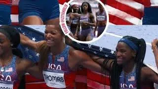 Thumbnail: U. S Women sha' carri Richardson first Olympic gold medal....