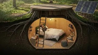 Thumbnail: I Built a Most Hidden Underground Shelter Modern Cabin House in Forest- ASMR Bushcraft Survival