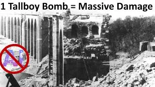 Thumbnail: Tallboy vs. conventional bombing attacks on the Altenbecken Railway Viaduct, side-by-side comparison