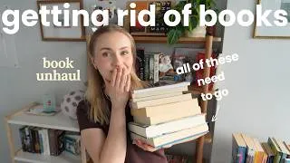 Thumbnail: BOOK UNHAUL 📚 getting rid of books I didn't enjoy and a mini bookshelf tour 🌱