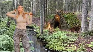 Thumbnail: 2 Days Building a Bushcraft Shelter with My Rescue Dog | Rain, Campfire & Stream Sounds ASMR