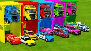 Thumbnail: TRANSPORTING ALL POLICE CARS and AMBULANCE EMERGENCY VEHICLES WITH MERCEDES POLICE TRUCKS ! FS22