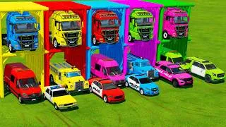 Thumbnail: TRANSPORTING ALL POLICE CARS and AMBULANCE EMERGENCY VEHICLES WITH MERCEDES POLICE TRUCKS ! FS22
