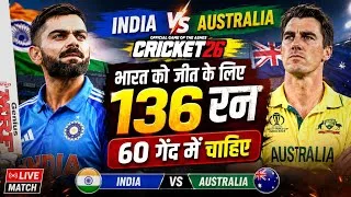 Thumbnail: 🔴India vs Australia Cricket Match Today | IND VS AUS | IND need 136 runs in 60 balls| Cricket 26