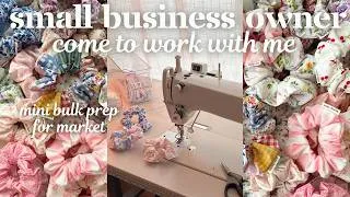 Thumbnail: COME TO WORK WITH ME🪡💖 || a full work day of bulk sewing cotton scrunchies for market inventory!