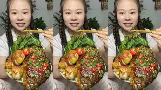 Thumbnail: 🔥 Homemade Mukbang | Braised Pork, Water Spinach, Eggs & Super Spicy Chili 🌶️ | Super delicious