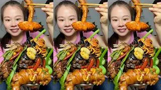 Thumbnail: 🔥 Homemade Mukbang | Braised Pork, Water Spinach, Eggs & Super Spicy Chili 🌶️ | Super delicious
