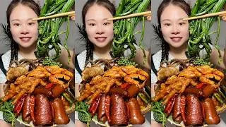 Thumbnail: 🔥 Homemade Mukbang | Braised Pork, Water Spinach, Eggs & Super Spicy Chili 🌶️ | Super delicious