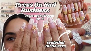 Thumbnail: Running a PRESS ON NAIL BUSINESS from my bedroom + trials and errors of SCULPTING 3D FLOWERS
